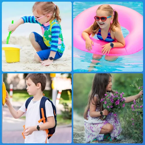 Vista 6 de Pulsera impermeable compatible con Airtag (1ª y 2ª generación) para niños Negro/Azul Marino