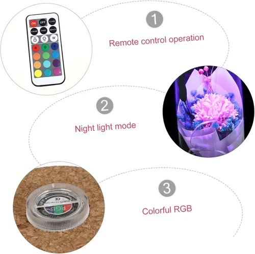 Vista 7 de Amosfun Lámpara de botella eterna de clavel rosa real preservada con control remoto LED luz nocturna deseando para Navidad Año Nuevo