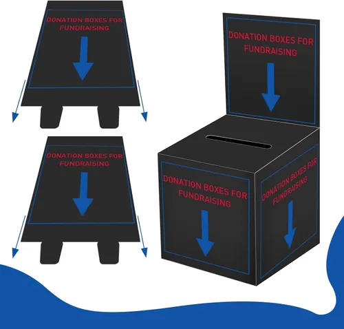 Vista 5 de Paquete de 12 cajas de rifa Caja de donación para recaudación de fondos, cajas de votación de cartón con ranura para boleto y cabecera extraíble