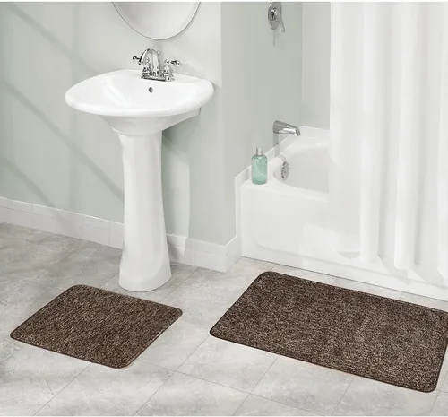 Vista 8 de mDesign Tapete rectangular de microfibra de poliéster antideslizante para spa, tapete de felpa jaspeado absorbente de agua para tocador de baño