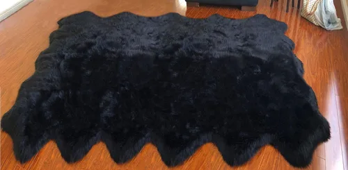 Vista 83 de LAMBZY Alfombra de piel de oveja auténtica, parte inferior gruesa y fuerte, fácilmente lavable, resistente a las manchas, perfecta para sala