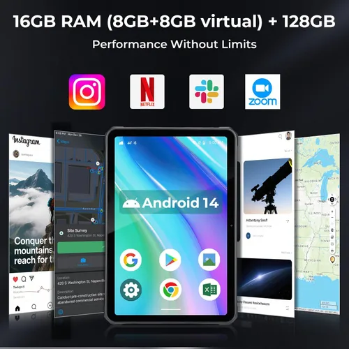 Vista 5 de MUNBYN Tablet resistente ILT02 de 11 pulgadas, tableta resistente Android 14, 16GB+128GB con GPS y 2025 Tablet Windows resistente IRT06, 8 pulgadas