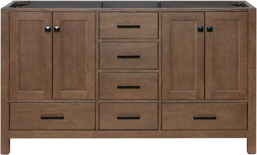 Vista 69 de ARIEL Cambridge Mueble base de tocador de baño de 36 pulgadas, madera maciza, 2 puertas de cierre suave, 5 cajones de cola de milano, roble marrón