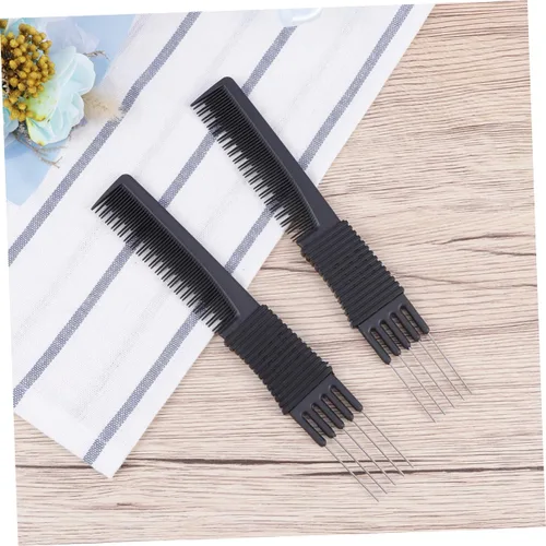 Vista 7 de Peine de acero inoxidable con punta de metal, peine para peinar el cabello, peine de elevación para el cabello, peine de elevación de pelo, peine