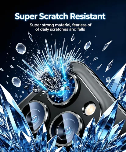 Vista 2 de Protector de lente de cámara compatible con iPhone 13 Pro/iPhone 13 Pro Max, protector de lente de cámara de metal más vidrio templado, diseño
