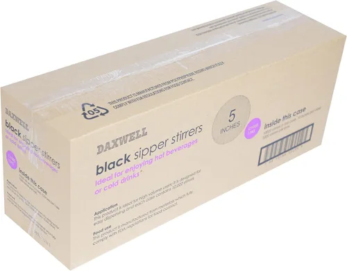 Vista 2 de Daxwell Agitadores de café de plástico, negro, C10001343 (caja de 10,000, 10 cajas de 1,000)
