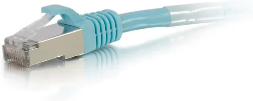 Vista 2 de C2G 00740 Cable Cat6a - Cable de conexión de red Ethernet blindado sin enganches, aguamarina (1 pie, 1.0 ft)