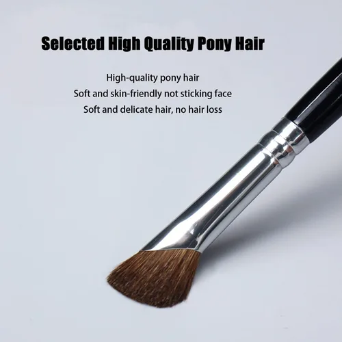 Vista 2 de Cepillo de sombra de ojos, forma de hoz suave pony pelo sombreado cepillo de sombra nasal, mango de madera negro