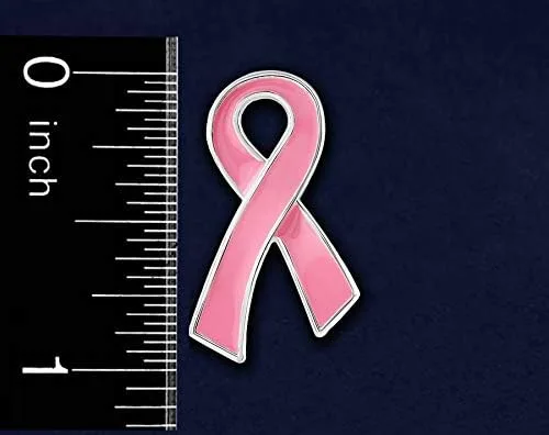 Vista 3 de Breast Cancer Pink Ribbon Pins - Pink Ribbon Wholesale Pack Pins for Breast Cancer Awareness - Perfect for Support Groups, Promotional Events