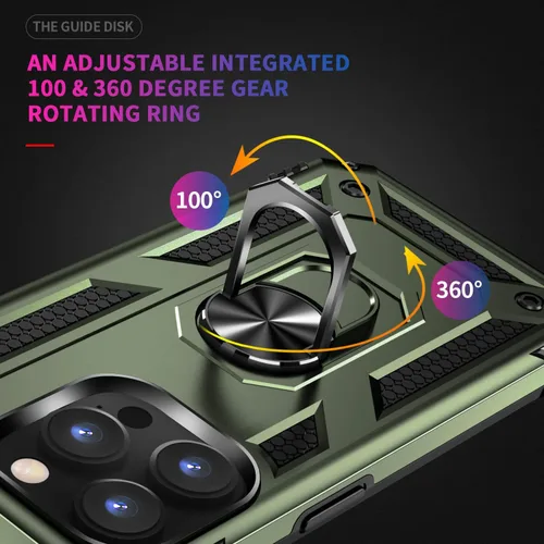 Vista 4 de ADDIT i Phone 14 Pro - Funda para iPhone 14 Pro, con anillo de soporte, soporte ajustable, grado militar, protección resistente, a prueba de golpes