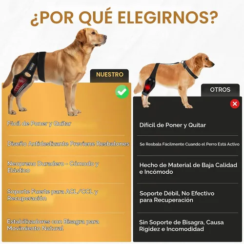 Vista 5 de KISAO Rodillera para perro para pierna trasera de ACL desgarrada, rodillera ajustable para aliviar el dolor de artritis para perros, compresión