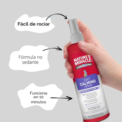 Vista 5 de Aerosol calmante para gatos de Nature’s Miracle, 8 onzas, fórmula para reducir el estrés para gatos Multi colorido
