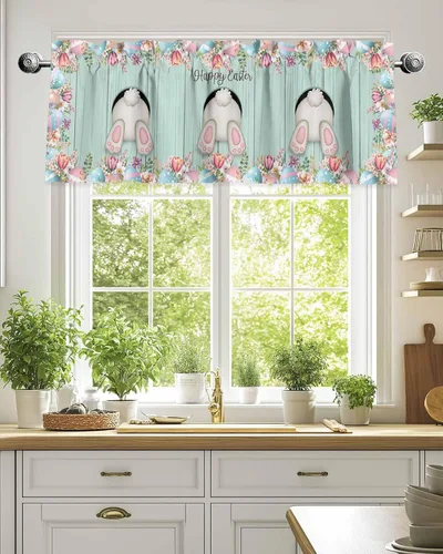 Vista 129 de Cenefa de cortina con lazo rojo de Navidad para ventanas, sala de estar, cocina, baño, granja, bolas de Navidad de acuarela con diseño de bayas