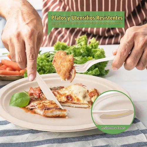 Vista 5 de Gezond Juego de servilletas de platos de papel compostables 250pcs platos