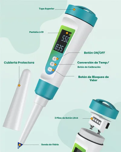 Vista 3 de Pawfly Medidor de pH digital para alimentos Probador de pH de alta precisión para masa madre y pan, medidor de pH de alimentos para fermentación