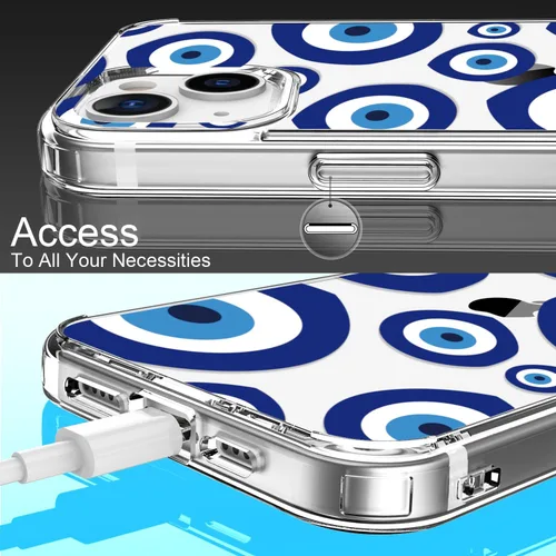 Vista 6 de LUHOURI Funda para iPhone 15 con protector de pantalla – Cristal acrílico transparente – Diseños de moda para mujeres y niñas – Funda protectora