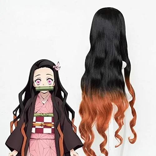 Vista 7 de Cosfun Nezuko Kamado Kimono Completo Disfraz + Pelucas