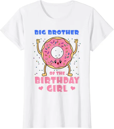 Vista 24 de Big Brother Of The Birthday Girl Donut Bday Party Bro Sib Camiseta, Negro, S