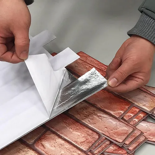Vista 6 de 10 piezas de papel tapiz de ladrillo 3D, autoadhesivo, impermeable, paneles de pared de ladrillo de espuma, adhesivos para armarios, muebles