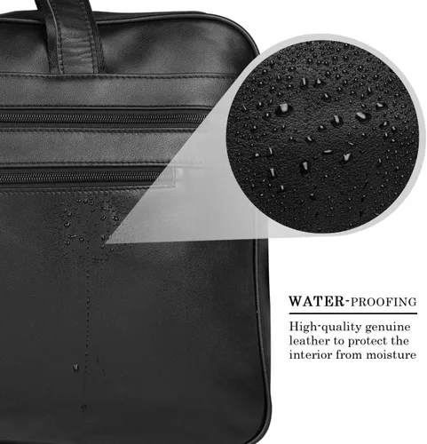 Vista 6 de Augus Maletín de Cuero Genuino para Viaje de Negocios, Bolsas Duffel para Hombre, Bolsa para Laptop que se ajusta a portátiles de 15.6 pulgadas