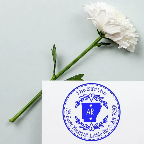 Vista 194 de Alabama State Wreath - Sello de sello de dirección personalizado para invitaciones de fiesta, tarjetas de vacaciones y decoración del hogar Sello
