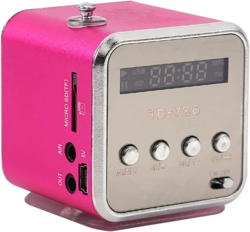 Vista 6 de Mini música de altavoz, FM Radio PC Soporte de moda Reproductor de CD estéreo portátil Radio portátil con la mejor tarjeta TF y disco U verde ()