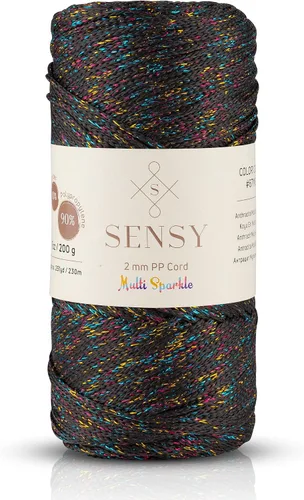 Vista 180 de Sensy Premium 2mm 229.5 metros de cuerda de poliéster 100% cordón de polipropileno Cordón de macramé 2mm Cordón para bolso de crochet Hilo
