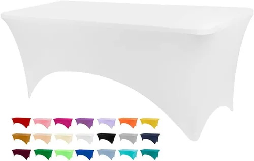 Vista 46 de BDDC - Funda de mesa ajustada de 4 pies, manteles de elastano negros, manteles elásticos lavables y resistentes a las arrugas para eventos, bodas