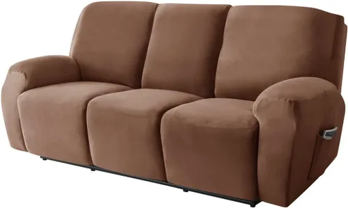 Vista 22 de Funda elástica para sofá reclinable, fundas de terciopelo para sillas reclinables de 3 cojines, 8 piezas, fundas protectoras para muebles
