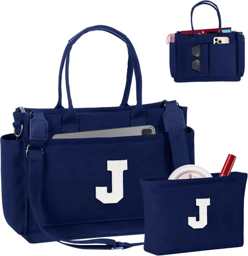 Vista 87 de Easter Basket Stuffers, Initial Tote Bag with Makeup Bag, Birthday Gifts for Women, Teen Girl Gifts Trendy Stuff