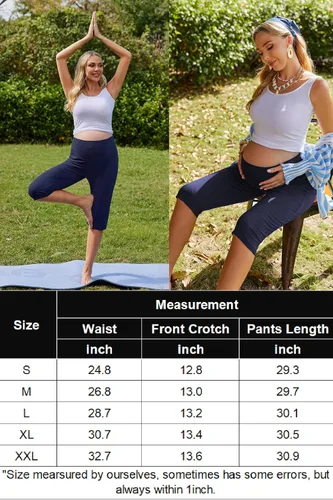 Vista 6 de Ekouaer Pantalones cortos de maternidad para mujer, pantalones capri de maternidad, pantalones cortos de yoga, pantalones cortos para embarazo