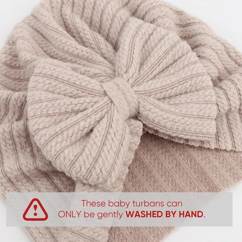 Vista 4 de DRESHOW BQUBO - Gorro de turbante para bebé, gorro con nudo de lazo, suave y lindo gorro de guardería