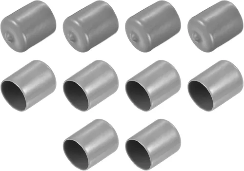 Vista 262 de uxcell 10 tapas de goma para extremos de 0.591 in de identificación, tapa de extremo redondo, protectores de rosca de tornillo, color negro