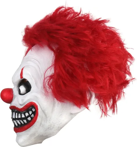 Vista 4 de HOTTERCOS Máscara de payaso malvado aterrador para decoración de disfraces de fiesta de Halloween