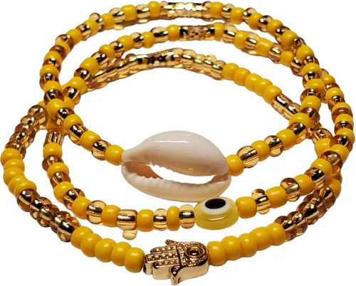 Vista 8 de 3 pcs Ilde Cowrie seashell Evil Eye Hamsa Hand Orisha Santeria Pulseras Bracelet Set