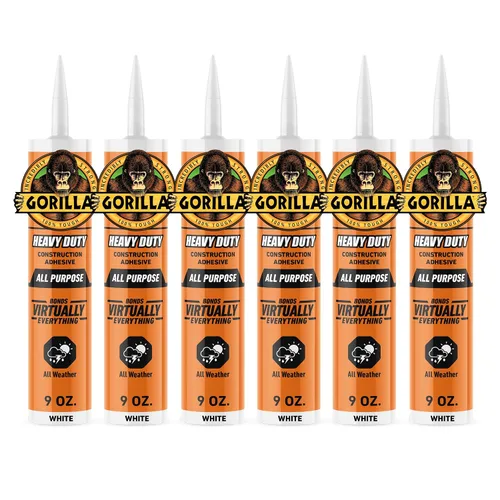 Vista 12 de Gorilla Adhesivo de construcción de gran potencia, pegamento blanco, tubo de compresión de 7 onzas (paquete de 1) - Relleno de espacios y resistente