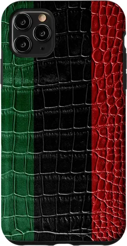 Vista 13 de iPhone 16 Pan African Flag Patriotic Crocodile Skin Print Pride Case