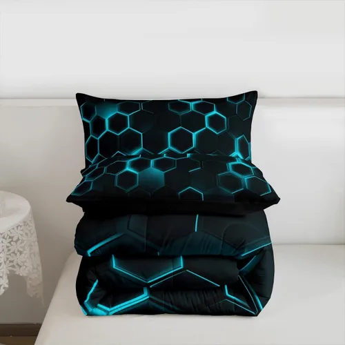 Vista 87 de Juego de ropa de cama Happy Camping de Homewish, tamaño individual, con diseño de osos cazadores y pinos, para niños, hombres, adultos, decoración
