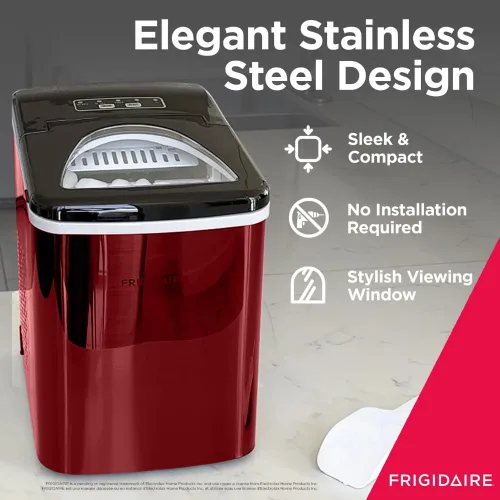 Vista 8 de FRIGIDAIRE RIC117-SSRED - Máquina de hielo de acero inoxidable mediana color rojo S/S