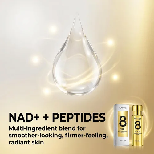 Vista 3 de 8+ NAD+ - Suero de péptidos de colágeno con niacinamida y ácido hialurónico, suero facial hidratante reafirmante de rutina de 8AM/8PM para brillo