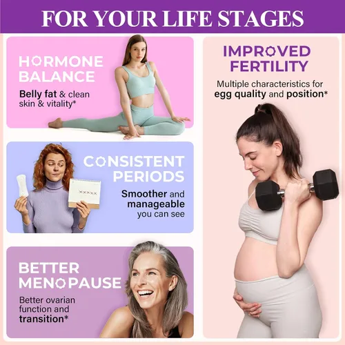 Vista 4 de Suplemento de mio-inositol y D-chiro inositol para mujeres, 4000 mg: 100 mg de inositol en polvo, suplementos de fertilidad equilibrio hormonal