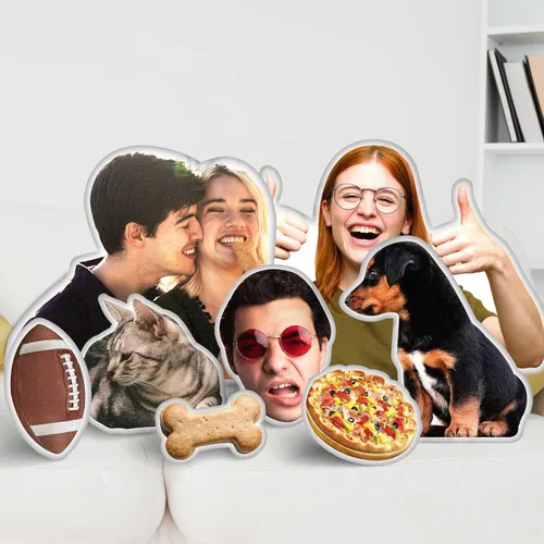Vista 3 de Almohadas personalizadas con imagen, almohada facial personalizada para perros y gatos, regalos personalizados para cumpleaños para mujeres, hombres