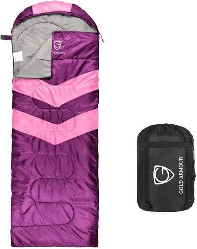 Vista 8 de Gold Armour Sacos de dormir para adultos, niños, niñas, mochileros, senderismo, campamento, clima frío y cálido 4 estaciones, uso en interiores