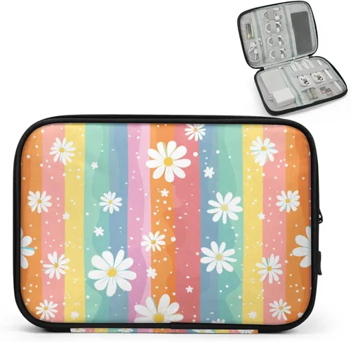 Vista 9 de Flowers Electronics - Funda organizadora de viaje, accesorios tecnológicos, bolsa de almacenamiento de cables para cables, cargador, teléfono, disco