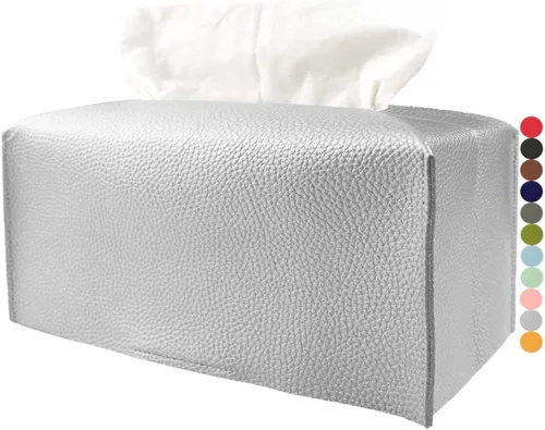 Vista 12 de Cubierta de Caja de Paños Grande Rectangular – Soporte de Caja de Paños Rectangular de Tamaño Plus con Cinturón Inferior [JESMINI, Negro] Soporte