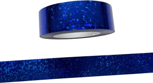 Vista 2 de Syntego Cinta Adhesiva de Follaje Azul Premium Metálica Autoadhesiva para Decoración de Pared, Manualidades, Álbum de Recortes, Bordes de TV