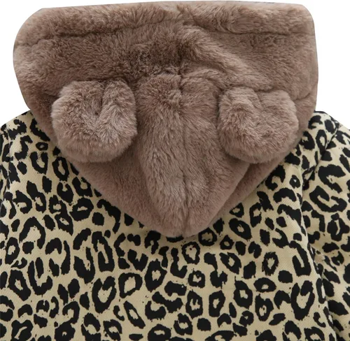 Vista 5 de WEONEDREAM Chaqueta de forro polar de invierno para niños y niñas pequeños, abrigo cálido con capucha