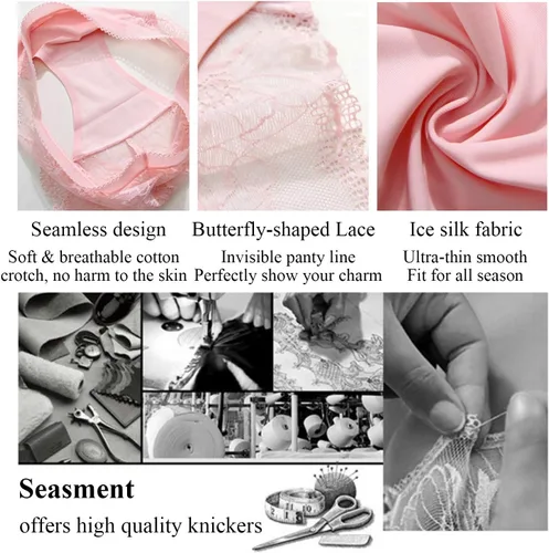 Vista 5 de Seasment - Pantaletas de encaje para mujer, sedosa comodidad ( paquete de 5 unidades)