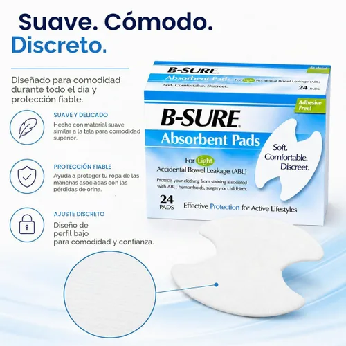 Vista 4 de Toallas B-Sure para Fuga Anal, Caja/24 Toallas