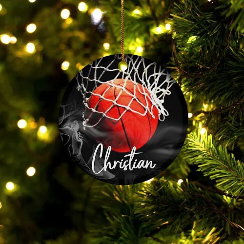 Vista 3 de Adornos de baloncesto personalizados, adorno de Navidad de baloncesto, adorno de automóvil, adorno de jugador de baloncesto personalizado, adornos